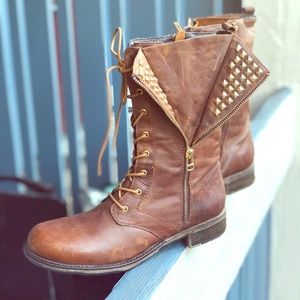 Steve Madden Women Studded Lace Up Boots Sz 10 UZ